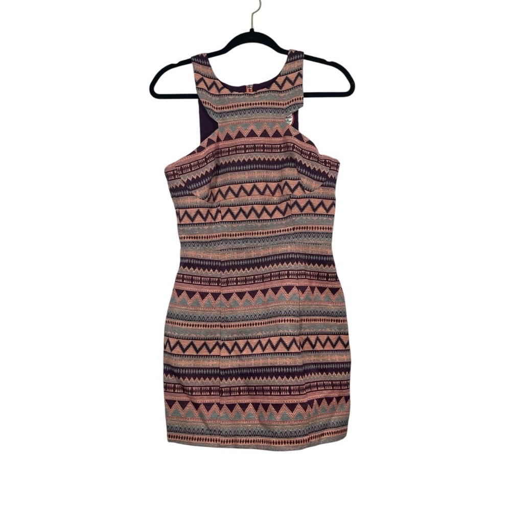 NWT Umgee Pink and Purple Fitted Dress with Geometric Pattern